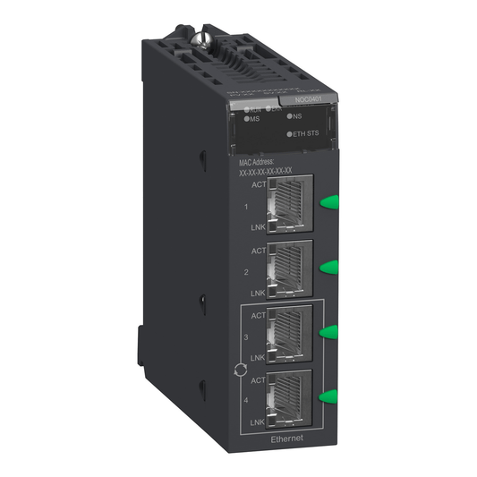 Schneider Digital I/O Modules Schneider Electric BMXNOC0401 Modicon M340 Ethernet Network Module — 4× RJ45 10/100 Mbps, EtherNet/IP & Modbus/TCP, Embedded 4‑Port Switch, IP20