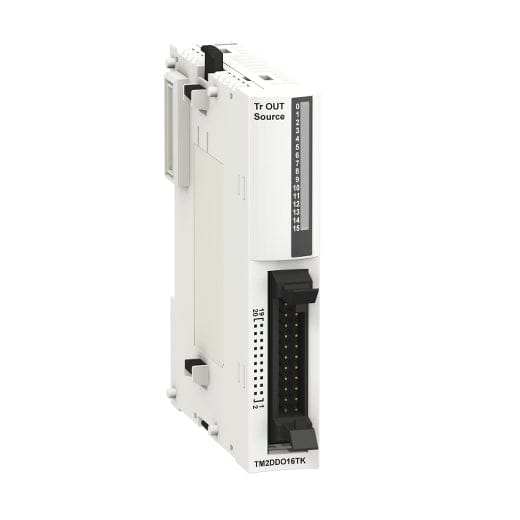 Schneider Discrete Output Modules Schneider TM2DDO16TK Discrete Output Module, 16x 24VDC Transistor Outputs (Source), 0.4A/Ch, HE10 Connector, for Modicon M238 Logic Controllers