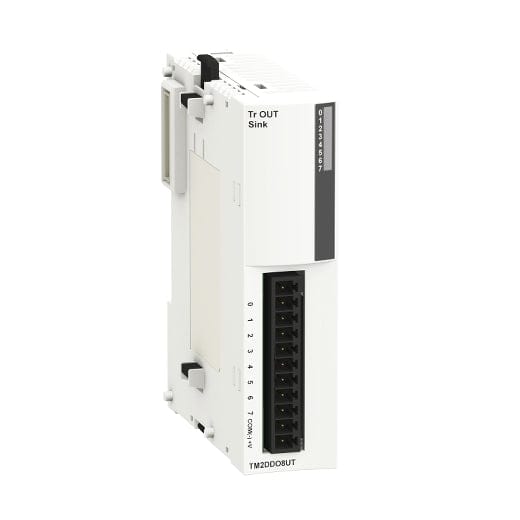 Schneider Discrete Output Modules Schneider TM2DDO8UT Discrete Output Module, 8-Channel 24VDC Transistor (Sink), Removable Screw Terminal, for Modicon M238 Logic Controllers