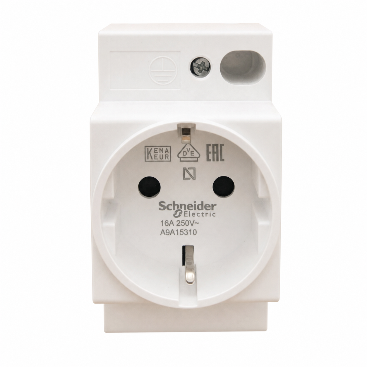 Schneider Electric A9A15310 Acti9 iPC DIN Rail Socket, 2P+E, 16A, 250VAC