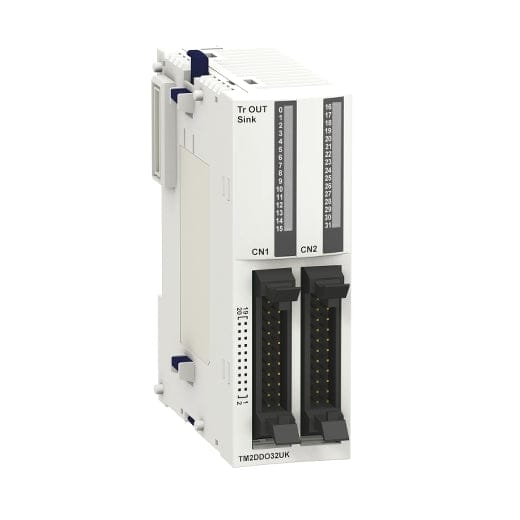 Schneider I/O Expansion Module Schneider TM2DDO32UK Discrete Output Module, 32x 24VDC Transistor Outputs (Sink), 0.1A/Ch, HE10 Connector, for Modicon M238 Logic Controllers
