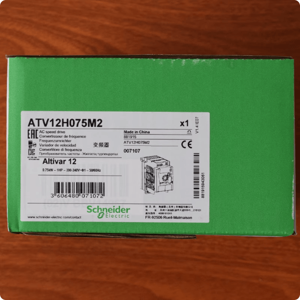 Schneider Schneider Electric Altivar ATV12H075M2 VFD, 1 HP (0.75 kW), Single Phase 200-240V, with Heatsink