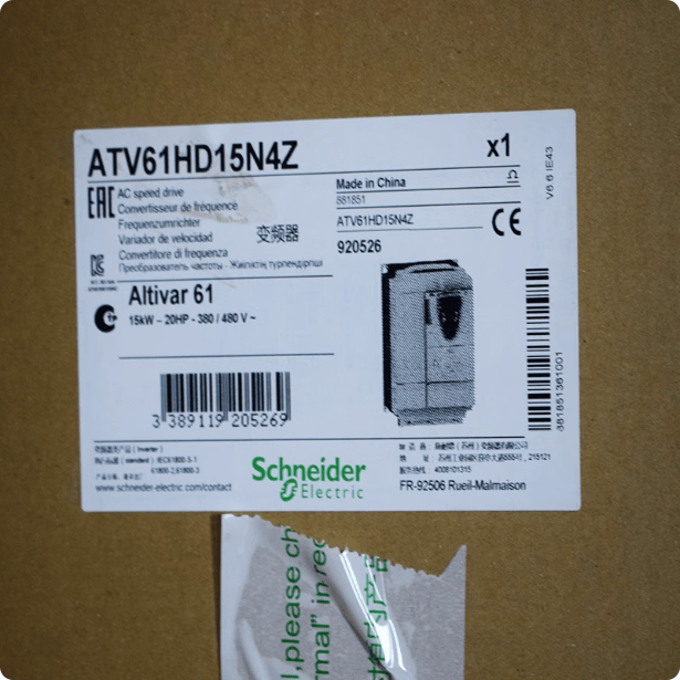 Schneider Schneider Electric Altivar ATV61HD18N4Z VFD, 25 HP (18.5 kW), 3-Phase 380-480V, 0.1-599Hz, Modbus, CANopen