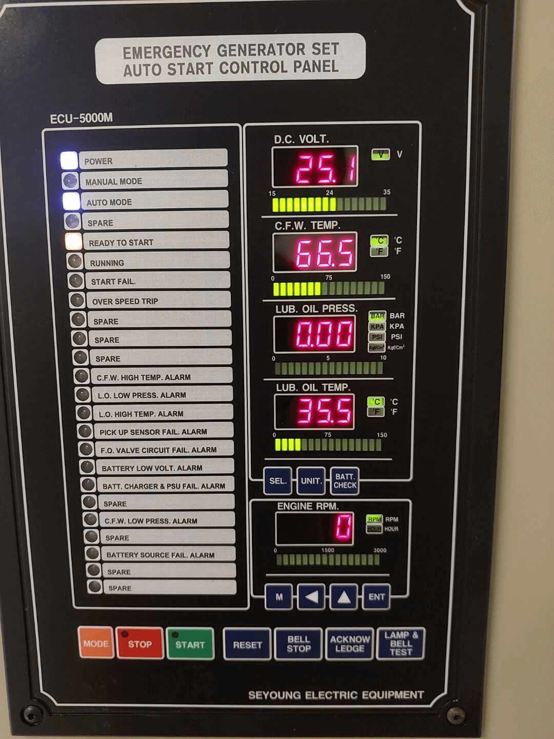 Seyoung Control Panel Seyoung ECU-5000M Emergency Generator Control Panel, Auto Start Engine Control Unit, Digital Monitoring System - Marine & Industrial Grade