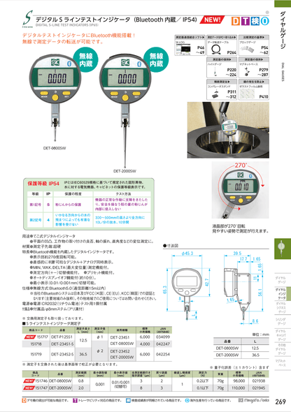 SK Digital Test Indicators SK DET‑234S1 Digital S‑Line Test Indicator, IP65 Rated — Portable S‑Line Measurement Indicator, Model DET‑234S1 - Pack of 1