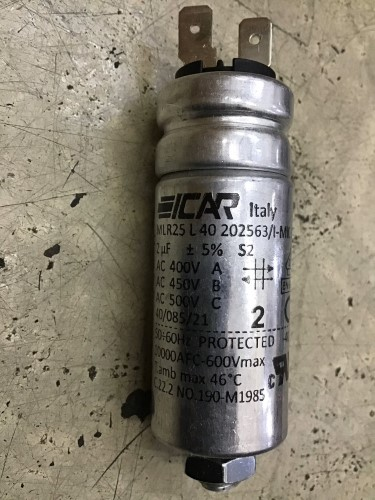ICAR MLR25L40202563 Motor Run Capacitor - 2µF 450V S2 - Front View